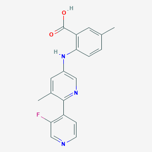 molecular formula C19H16FN3O2 B12108146 2-((3'-Fluoro-3-methyl-[2,4'-bipyridin]-5-yl)amino)-5-methylbenzoic acid 