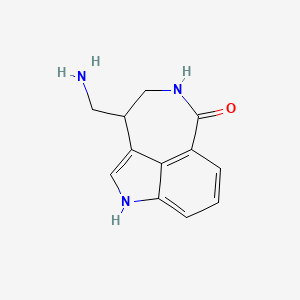 molecular formula C12H13N3O B1210828 3-(Aminomethyl)-3,4,5,6-tetrahydro-6-oxo-1H-azepino(5,4,3-cd)indole CAS No. 147436-25-7
