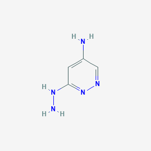 molecular formula C4H7N5 B12108414 6-Hydrazinylpyridazin-4-amine 