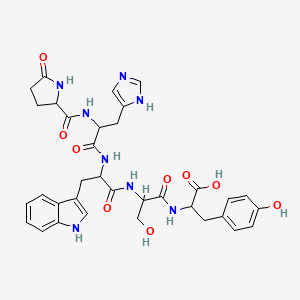 molecular formula C34H38N8O9 B12108637 H-DL-Pyr-DL-His-DL-Trp-DL-Ser-DL-Tyr-OH 