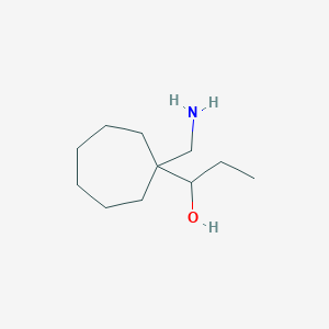 molecular formula C11H23NO B12108783 1-[1-(Aminomethyl)cycloheptyl]propan-1-ol 