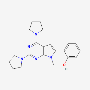 molecular formula C21H25N5O B1210894 2-(7-Methyl-2,4-di-1-pyrrolidinyl-7H-pyrrolo(2,3-d)pyrimidin-6-yl)phenol CAS No. 157012-69-6