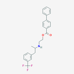 molecular formula C25H24F3NO2 B012109 2-[1-[3-(Trifluoromethyl)phenyl]propan-2-ylamino]ethyl 4-phenylbenzoate CAS No. 101221-55-0