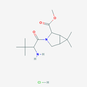 molecular formula C15H27ClN2O3 B12109014 Methyl 3-(2-amino-3,3-dimethylbutanoyl)-6,6-dimethyl-3-azabicyclo[3.1.0]hexane-2-carboxylate;hydrochloride 