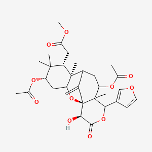 molecular formula C31H40O11 B1210914 2-[(1S,5S,7S,8S,16S)-5,11-二乙酰氧基-13-(呋喃-3-基)-16-羟基-6,6,8,12-四甲基-17-亚甲基-15-氧代-2,14-二氧杂四环[7.7.1.01,12.03,8]十七烷-7-基]乙酸甲酯 