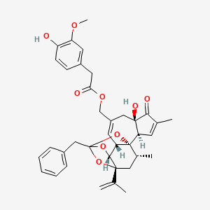 molecular formula C37H40O9 B1210949 [(1R,2R,6R,10S,11R,15R,17R)-13-苄基-6-羟基-4,17-二甲基-5-氧代-15-丙-1-烯-2-基-12,14,18-三氧杂五环[11.4.1.01,10.02,6.011,15]十八-3,8-二烯-8-基]甲基 2-(4-羟基-3-甲氧基苯基)乙酸酯 