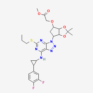 2-[[(3aR,4S,6R,6aS)-6-[7-[[(1R,2S)-2-(3,4-Difluorophenyl)cyclopropyl]amino]-5-(propylthio)-3H-1,2,3-triazolo[4,5-d]pyrimidin-3-yl]tetrahydro-2,2-dimethyl-4H-cyclopenta-1,3-dioxol-4-yl]oxy]-acetic acid methyl ester