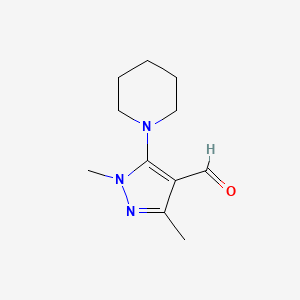 molecular formula C11H17N3O B12109542 1,3-Dimethyl-5-(piperidin-1-YL)-1H-pyrazole-4-carbaldehyde 