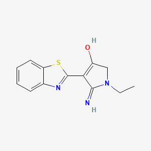 molecular formula C13H13N3OS B12109574 5-amino-4-(1,3-benzothiazol-2-yl)-1-ethyl-1,2-dihydro-3H-pyrrol-3-one 