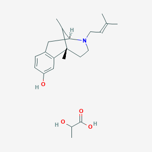 molecular formula C22H33NO4 B1210960 (1S,9S)-1,13-dimethyl-10-(3-methylbut-2-enyl)-10-azatricyclo[7.3.1.02,7]trideca-2(7),3,5-trien-4-ol;2-hydroxypropanoic acid 