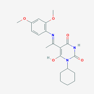 molecular formula C20H25N3O5 B1210979 1-环己基-5-[1-(2,4-二甲氧基苯胺基)乙叉基]-1,3-二氮杂环烷-2,4,6-三酮 