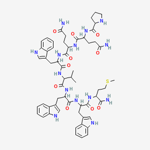 N-[5-amino-1-[[1-[[1-[[1-[[1-[(1-amino-4-methylsulfanyl-1-oxobutan-2-yl)amino]-3-(1H-indol-3-yl)-1-oxopropan-2-yl]amino]-3-(1H-indol-3-yl)-1-oxopropan-2-yl]amino]-3-methyl-1-oxobutan-2-yl]amino]-3-(1H-indol-3-yl)-1-oxopropan-2-yl]amino]-1,5-dioxopentan-2-yl]-2-(pyrrolidine-2-carbonylamino)pentanediamide