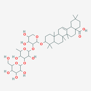 10-[3-[3,5-dihydroxy-6-methyl-4-[3,4,5-trihydroxy-6-(hydroxymethyl)oxan-2-yl]oxyoxan-2-yl]oxy-4,5-dihydroxyoxan-2-yl]oxy-2,2,6a,6b,9,9,12a-heptamethyl-1,3,4,5,6,6a,7,8,8a,10,11,12,13,14b-tetradecahydropicene-4a-carboxylic acid