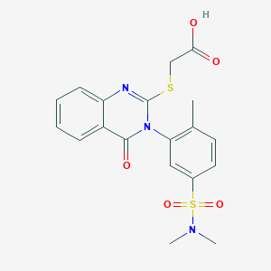 molecular formula C19H19N3O5S2 B12111130 2-({3-[5-(Dimethylsulfamoyl)-2-methylphenyl]-4-oxo-3,4-dihydroquinazolin-2-yl}sulfanyl)acetic acid 