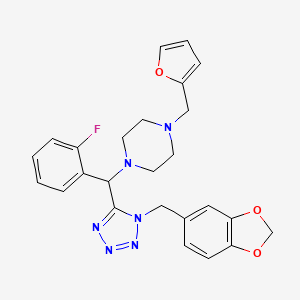 molecular formula C25H25FN6O3 B1211125 1-[[1-(1,3-苯并二氧杂-5-基甲基)-5-四唑基]-(2-氟苯基)甲基]-4-(2-呋喃基甲基)哌嗪 
