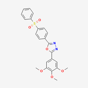 molecular formula C23H20N2O6S B1211127 2-[4-(Benzenesulfonyl)phenyl]-5-(3,4,5-trimethoxyphenyl)-1,3,4-oxadiazole 