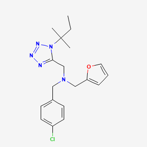 molecular formula C19H24ClN5O B1211129 1-(4-chlorophenyl)-N-(2-furanylmethyl)-N-[[1-(2-methylbutan-2-yl)-5-tetrazolyl]methyl]methanamine 
