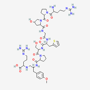 2-[[2-[[1-[2-[[2-[[2-[[1-[1-[2-amino-5-(diaminomethylideneamino)pentanoyl]pyrrolidine-2-carbonyl]-4-hydroxypyrrolidine-2-carbonyl]amino]acetyl]amino]-3-thiophen-2-ylpropanoyl]amino]-3-hydroxypropanoyl]pyrrolidine-2-carbonyl]amino]-3-(4-methoxyphenyl)propyl]amino]-5-(diaminomethylideneamino)pentanoic acid