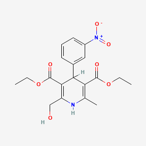 molecular formula C19H22N2O7 B1211163 1,4-Dihydro-2-hydroxymethyl-4-(m-nitrophenyl)-6-methyl-3,5-pyridine dicarboxylic acid diethyl ester CAS No. 62760-70-7