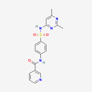 molecular formula C18H17N5O3S B12111670 N-[4-(2,6-Dimethyl-pyrimidin-4-ylsulfamoyl)-phenyl]-nicotinamide 