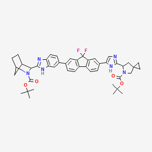 tert-butyl 3-[6-[9,9-difluoro-7-[2-[5-[(2-methylpropan-2-yl)oxycarbonyl]-5-azaspiro[2.4]heptan-6-yl]-1H-imidazol-5-yl]fluoren-2-yl]-1H-benzimidazol-2-yl]-2-azabicyclo[2.2.1]heptane-2-carboxylate