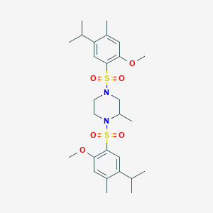 molecular formula C27H40N2O6S2 B12111958 1,4-Bis{[2-methoxy-4-methyl-5-(methylethyl)phenyl]sulfonyl}-2-methylpiperazine 