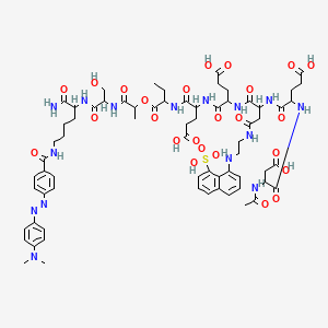 molecular formula C68H89N15O25S B12111985 Ac-Asp-Glu-Asp(EDANS)-Glu-Glu-Abu-L-lactoyl-Ser-Lys(DABCYL)-NH2 