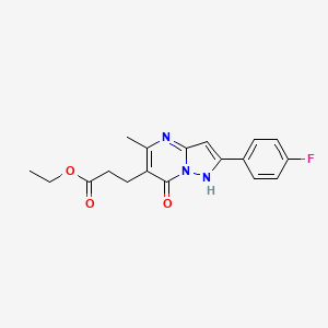 molecular formula C18H18FN3O3 B1211201 3-[2-(4-fluorophenyl)-5-methyl-7-oxo-1H-pyrazolo[1,5-a]pyrimidin-6-yl]propanoic acid ethyl ester 