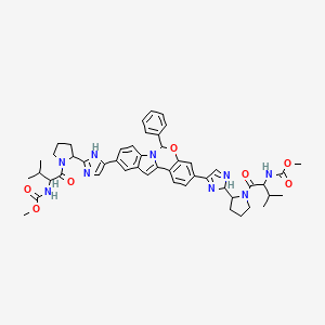 methyl N-[1-[2-[4-[10-[2-[1-[2-(methoxycarbonylamino)-3-methylbutanoyl]pyrrolidin-2-yl]-1H-imidazol-5-yl]-6-phenyl-6H-indolo[1,2-c][1,3]benzoxazin-3-yl]-2H-imidazol-2-yl]pyrrolidin-1-yl]-3-methyl-1-oxobutan-2-yl]carbamate