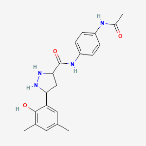 N-(4-acetamidophenyl)-5-(2-hydroxy-3,5-dimethylphenyl)pyrazolidine-3-carboxamide