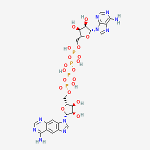 molecular formula C24H30N10O19P4 B1211222 [[(2R,3S,4R,5R)-5-(8-aminoimidazo[4,5-g]quinazolin-3-yl)-3,4-dihydroxyoxolan-2-yl]methoxy-hydroxyphosphoryl] [[[(2R,3S,4R,5R)-5-(6-aminopurin-9-yl)-3,4-dihydroxyoxolan-2-yl]methoxy-hydroxyphosphoryl]oxy-hydroxyphosphoryl] hydrogen phosphate CAS No. 72040-60-9