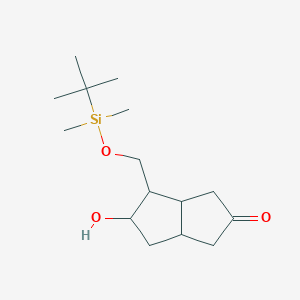 molecular formula C15H28O3Si B12112377 [3aS-(3a,4,5,6a)]-(9CI)-4-[[[(1,1-DiMethylethyl)diMethylsilyl]oxy]Methyl]hexahydro-5-hydroxy-2(1H)-pentalenone 