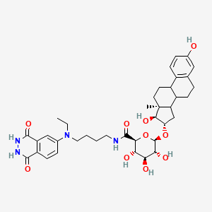B1211240 (2S,3S,4S,5R,6R)-6-[[(13S,16S,17S)-3,17-dihydroxy-13-methyl-6,7,8,9,11,12,14,15,16,17-decahydrocyclopenta[a]phenanthren-16-yl]oxy]-N-[4-[(1,4-dioxo-2,3-dihydrophthalazin-6-yl)-ethylamino]butyl]-3,4,5-trihydroxyoxane-2-carboxamide CAS No. 76648-58-3