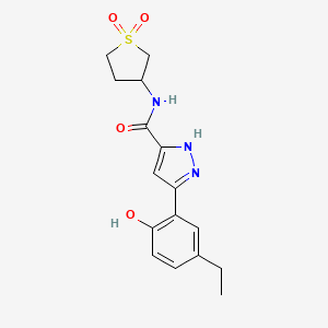 molecular formula C16H19N3O4S B12112409 N-(1,1-dioxidotetrahydrothiophen-3-yl)-5-(5-ethyl-2-hydroxyphenyl)-1H-pyrazole-3-carboxamide CAS No. 1273553-45-9