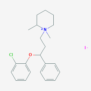 molecular formula C22H29ClINO B1211246 Piperidinium, 1-(3-(2-chlorophenoxy)-3-phenylpropyl)-1,2-dimethyl-, iodide CAS No. 42064-89-1