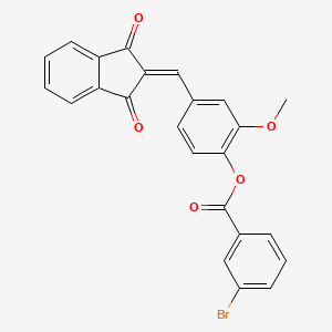 molecular formula C24H15BrO5 B12112490 4-[(1,3-dioxo-1,3-dihydro-2H-inden-2-ylidene)methyl]-2-methoxyphenyl 3-bromobenzoate CAS No. 4145-60-2