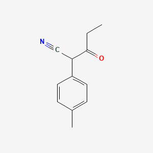 molecular formula C12H13NO B12112593 4-Methyl-alpha-(1-oxopropyl)-benzeneacetonitrile 