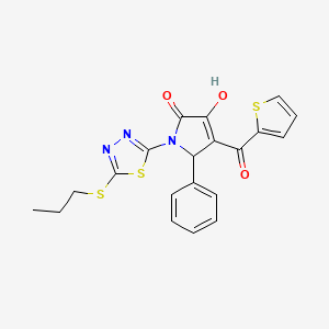 (4E)-4-[hydroxy(thiophen-2-yl)methylidene]-5-phenyl-1-[5-(propylsulfanyl)-1,3,4-thiadiazol-2-yl]pyrrolidine-2,3-dione