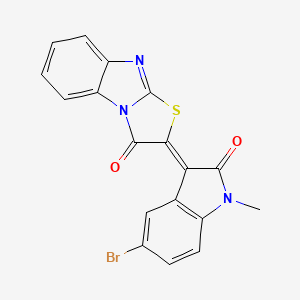 molecular formula C18H10BrN3O2S B12112675 (2Z)-2-(5-bromo-1-methyl-2-oxo-1,2-dihydro-3H-indol-3-ylidene)[1,3]thiazolo[3,2-a]benzimidazol-3(2H)-one 