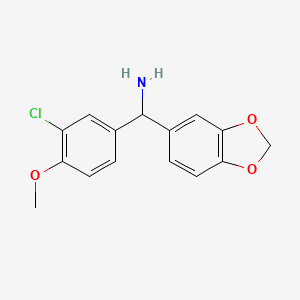 molecular formula C15H14ClNO3 B12112743 1,3-Benzodioxole-5-methanamine, alpha-(3-chloro-4-methoxyphenyl)- CAS No. 1152544-77-8