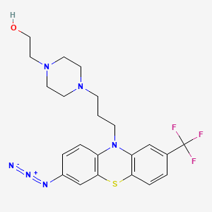 molecular formula C22H25F3N6OS B1211291 1-Piperazineethanol, 4-(3-(7-azido-2-(trifluoromethyl)-10H-phenothiazin-10-yl)propyl)- CAS No. 83016-32-4