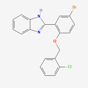 molecular formula C20H14BrClN2O B12112970 1H-Benzimidazole, 2-[5-bromo-2-[(2-chlorophenyl)methoxy]phenyl]- CAS No. 62927-46-2