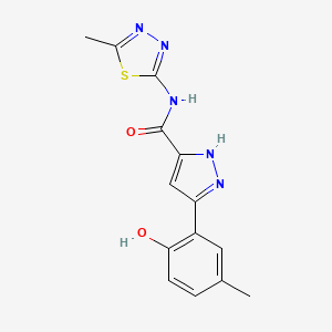 5-(2-hydroxy-5-methylphenyl)-N-(5-methyl-1,3,4-thiadiazol-2-yl)-1H-pyrazole-3-carboxamide