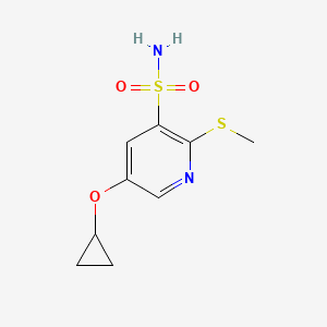 molecular formula C9H12N2O3S2 B12113171 5-Cyclopropoxy-2-(methylthio)pyridine-3-sulfonamide 