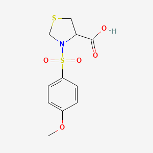 molecular formula C11H13NO5S2 B12113287 4-Thiazolidinecarboxylic acid, 3-[(4-methoxyphenyl)sulfonyl]- 