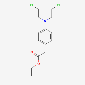molecular formula C14H19Cl2NO2 B1211334 Acetic acid, (p-(bis(2-chloroethyl)amino)phenyl)-, ethyl ester (8CI) CAS No. 31386-35-3