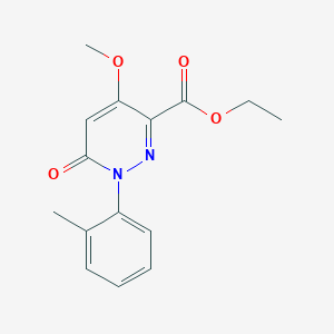 molecular formula C15H16N2O4 B12113452 Ethyl 4-methoxy-1-(2-methylphenyl)-6-oxo-1,6-dihydropyridazine-3-carboxylate 