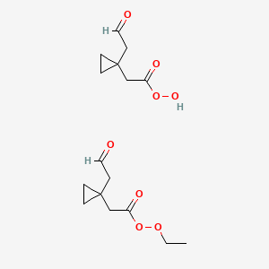 Ethyl 2-[1-(2-oxoethyl)cyclopropyl]ethaneperoxoate;2-[1-(2-oxoethyl)cyclopropyl]ethaneperoxoic acid