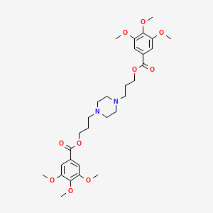 molecular formula C30H42N2O10 B1211349 3-[4-[3-(3,4,5-Trimethoxybenzoyl)oxypropyl]piperazin-1-yl]propyl 3,4,5-trimethoxybenzoate CAS No. 54-02-4