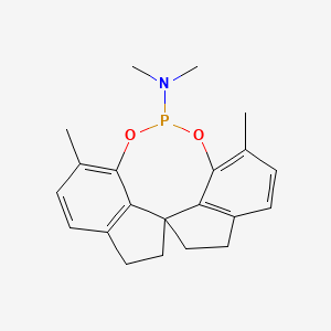 molecular formula C21H24NO2P B12113539 N,N,1,10-tetramethyl-4,5,6,7-tetrahydroiindeno[7,1-de:1',7'-fg][1,3,2]dioxaphosphocin-12-amine 